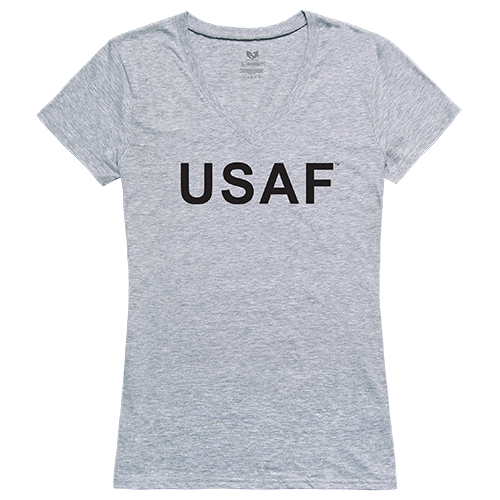 Graphic V-Neck Air Force T-Shirt - H.Grey