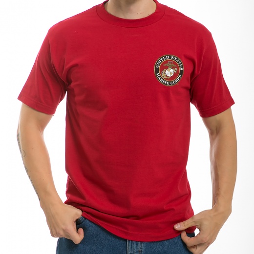 Basic Milit T's, Marine Emb, Cardinal - Rapid Dominance Corporation