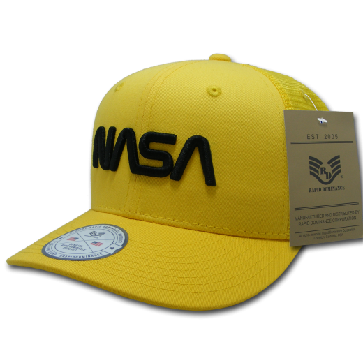NASA Cotton Trucker Cap, Worm, Yellow