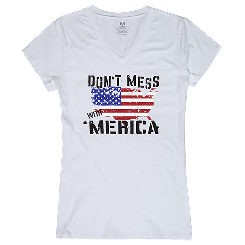 Graphic V-Neck, Dt Mess With Am, Wht, s - Patriotic Tee for Men