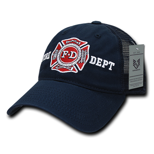 Relaxed Trucker Caps, Fire Dept, Navy