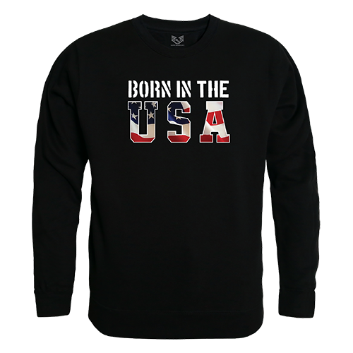 Graphic Crewneck Sweatshirt - Born in the USA, Blk, M