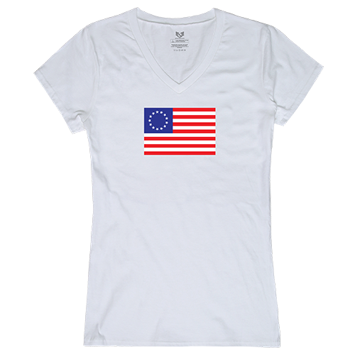 Graphic V-Neck, Betsy Ross 2, Wht, s