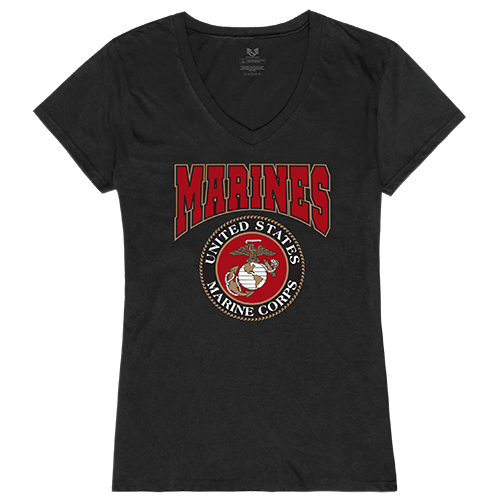 Graphic V-Neck, Marines, Black, 2x