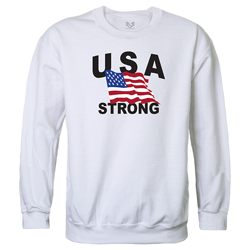 Graphic Crewneck Sweatshirt - USA Strong 4, Wht, M
