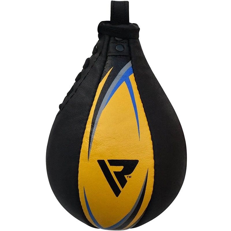 Rdx 2Y Boxing & Mma Training Leather Speed Bag With Swivel Black / Yellow