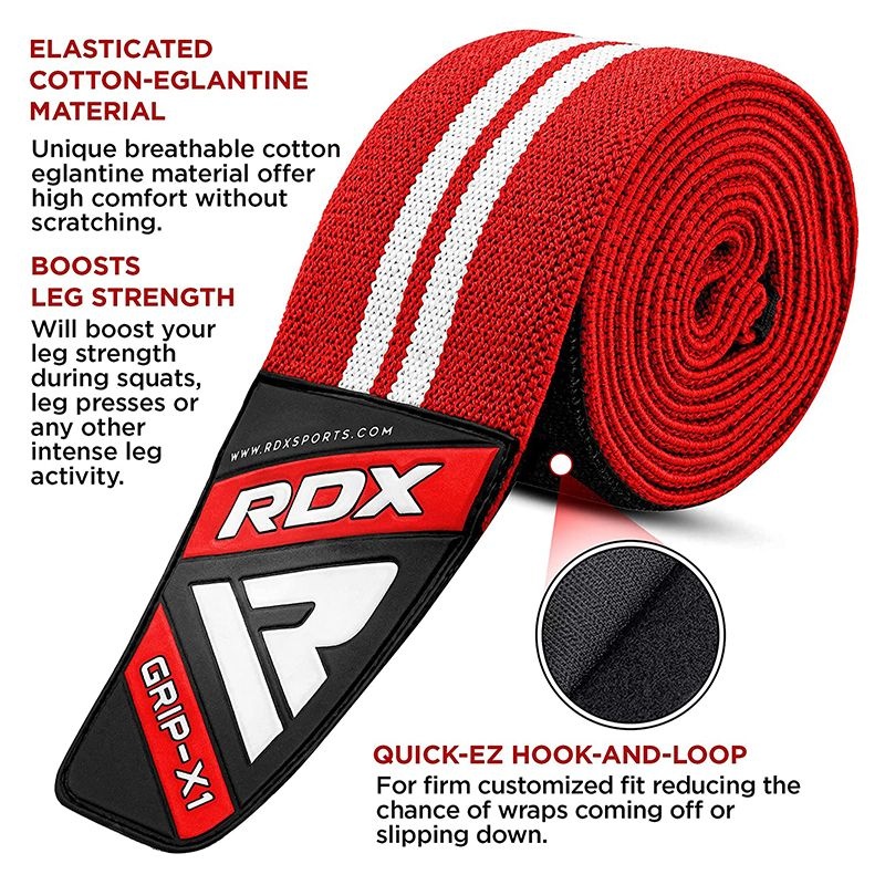Rdx K4 Weightlifting Knee Wraps Red