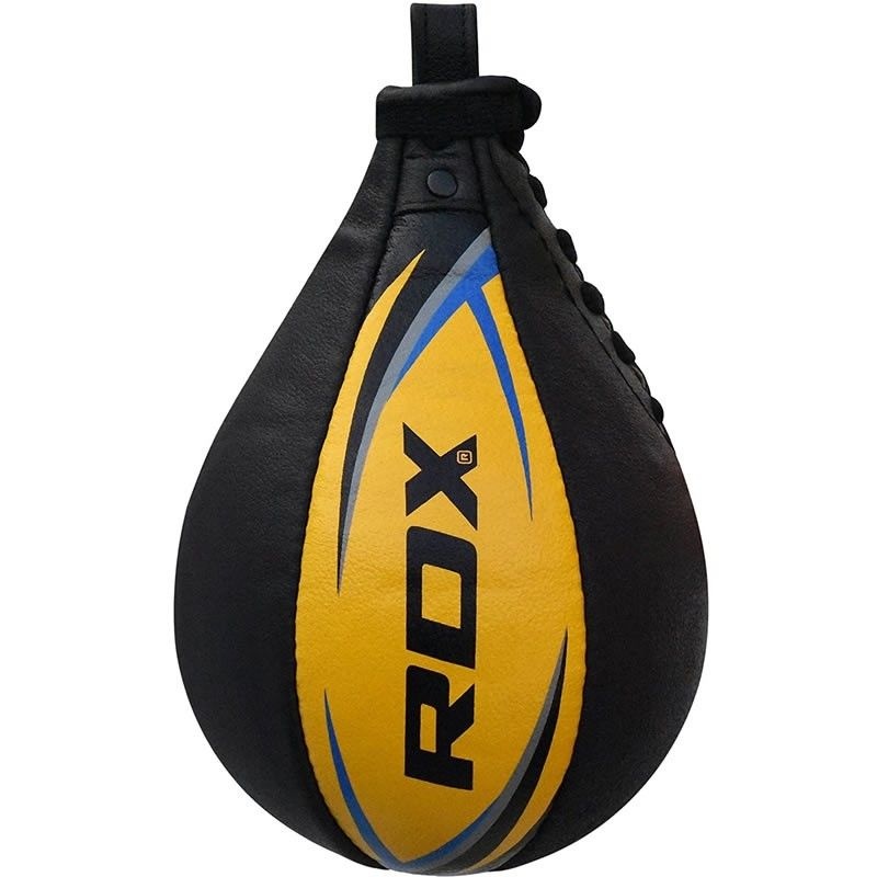 Rdx 2Y Boxing & Mma Training Leather Speed Bag With Swivel Black / Yellow
