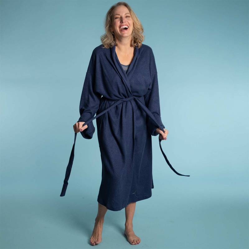 Unisex 100% Organic Hemp Knit Bathrobe - Unisize / Ivory
