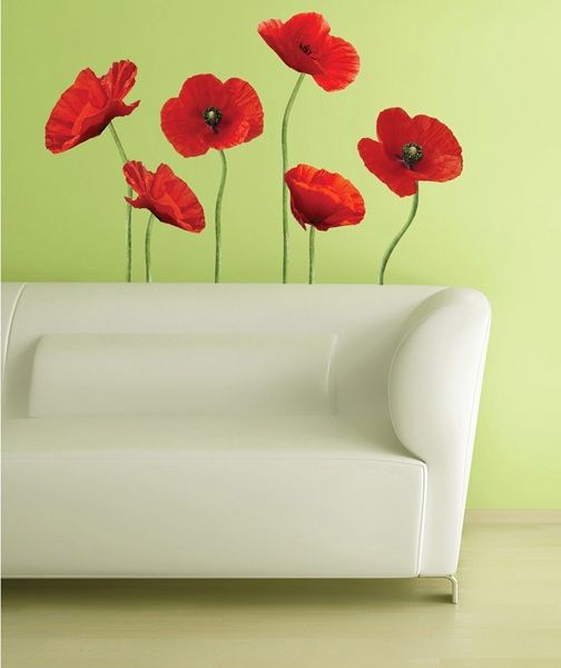 Poppies At Play Giant Wall Decals