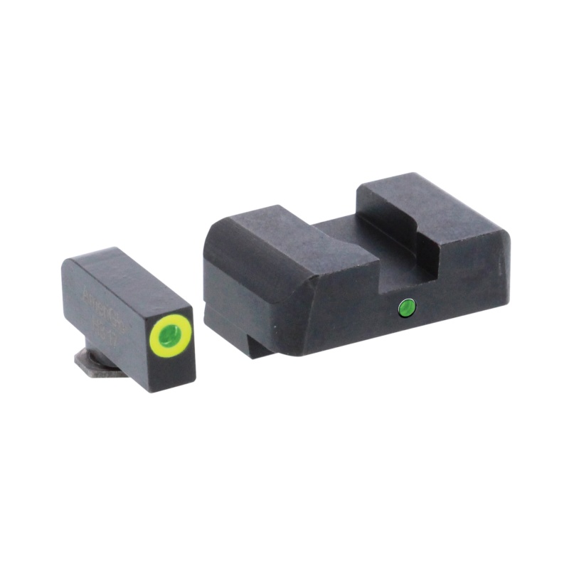 Ameriglo, Pro I-Dot 2 Dot Sights, Fits Glock Gen 1-4 9Mm/40S&W/380Acp And Gen 5 10Mm/45Acp, Green/Green, Front And Rear Sights