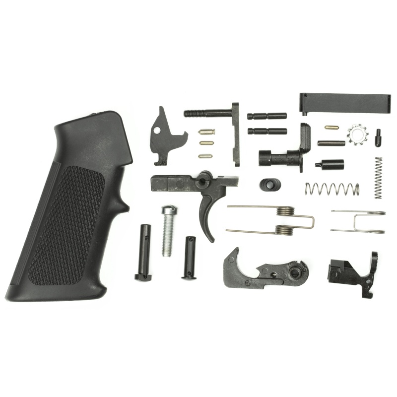 Doublestar Corp., Ar15 Lower Parts Kit, 223 Remington/5.56 Nato, Black Finish, Includes Fire Control Group, Fire Control Group Pins And Springs, Bolt Catch Assembly, Magazine Catch Assembly, Front Pivot Pin, Rear Takedown Pin, Takedown Springs (2), Takedown Detents (2), Trigger Guard Pin, Pistol Grip, Screw And Washer, Buffer Detent, Buffer Detent Spring