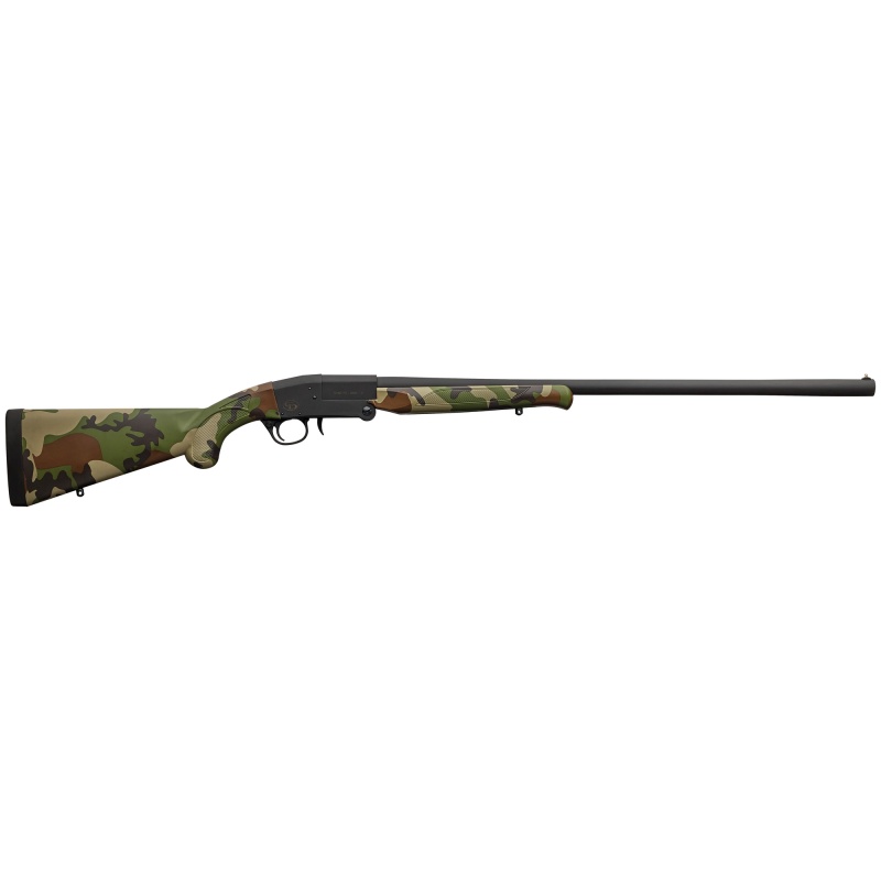 Charles Daly, 101 Compact, Single Shot, 20 Gauge, 3" Chamber, 26" Barrel, Matte Finish, Woodlands Camo, 1 Round, Fiber Optic Front Sight, Synthetic Stock