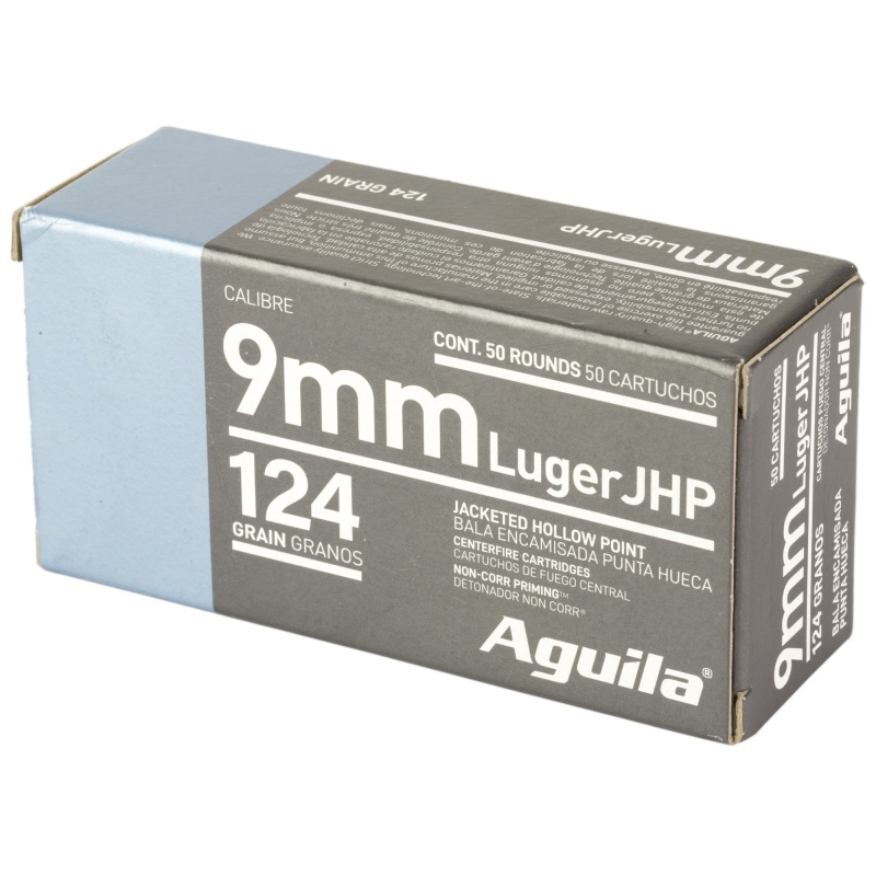 Aguila Ammunition, Pistol, 9Mm, 124Gr, Jacketed Hollow Point, 50 Round Box