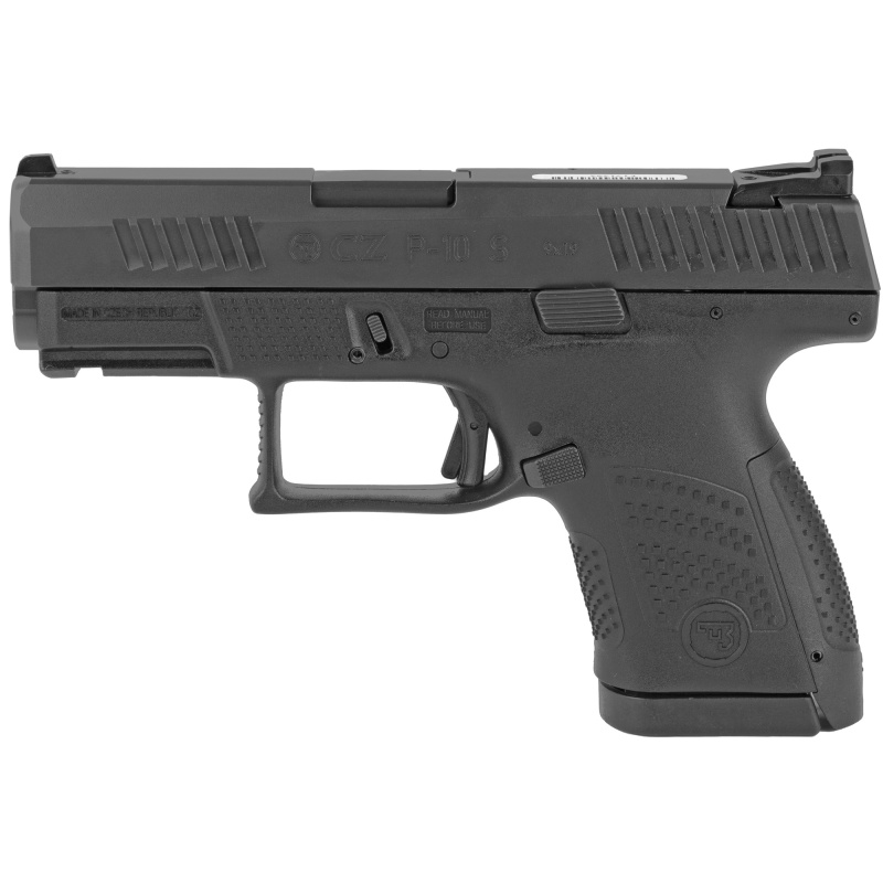 Cz, P-10S, Semi-Automatic, Striker Fired, Sub-Compact, 9Mm, 3.5" Barrel, Nitride Finish, Polymer Frame, Black, Ambidextrous, Trigger Safety, Fixed Sights, 12Rd, 2 Magazines