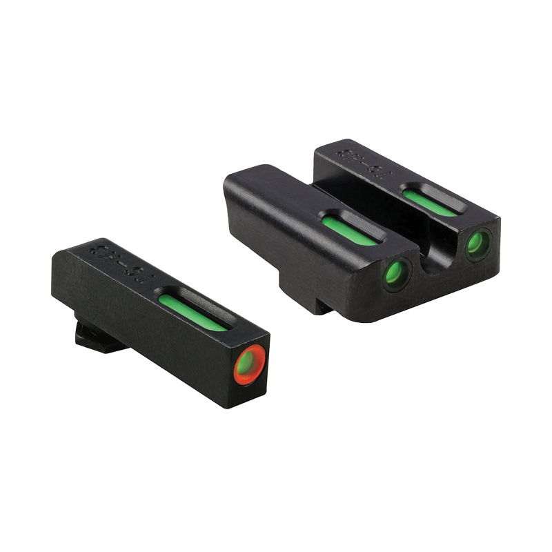 Truglo, Brite-Site Tfx Pro, Sight, Fits Glock 17/17L/19/22/23/24/26/27/33/34/35/38/39, Tritium/Fiber-Optic, Day/Night Sight, 24/7 Brightness, Orange Ring On Front Sight