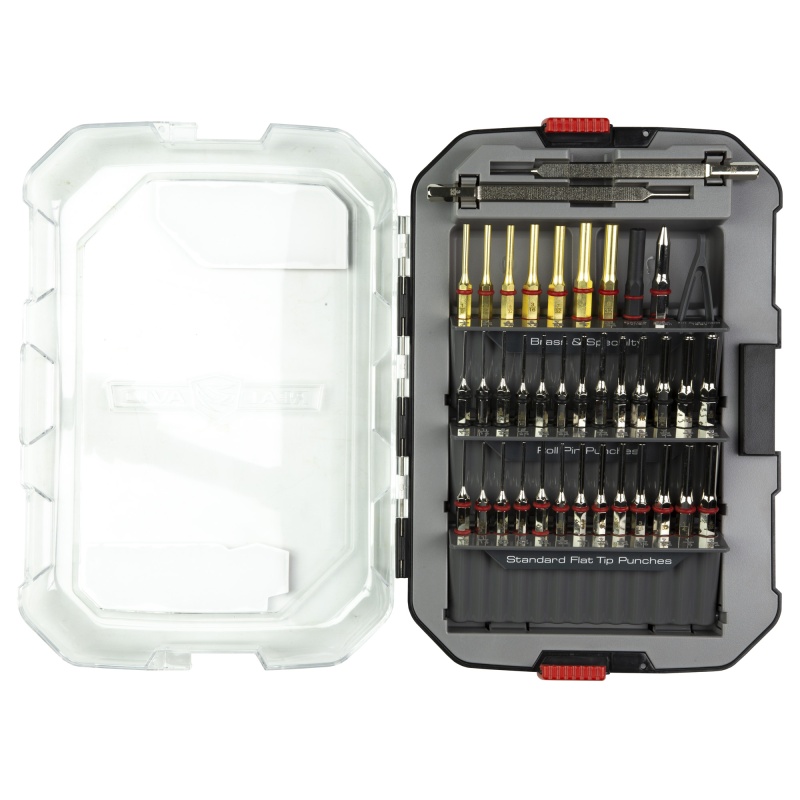 Real Avid, Accu-Punch Master Set, 37 Piece Punch Set, Includes 13 Nickel Plated Flat Tip Punches, 13 Nickel Plated Roll Pin Punches, 7 Brass Punches, 2 Flat Sided Punches, 1 Nylon Punch, 1 Taper Punch, 1 Pair Of Plastic Tweezers