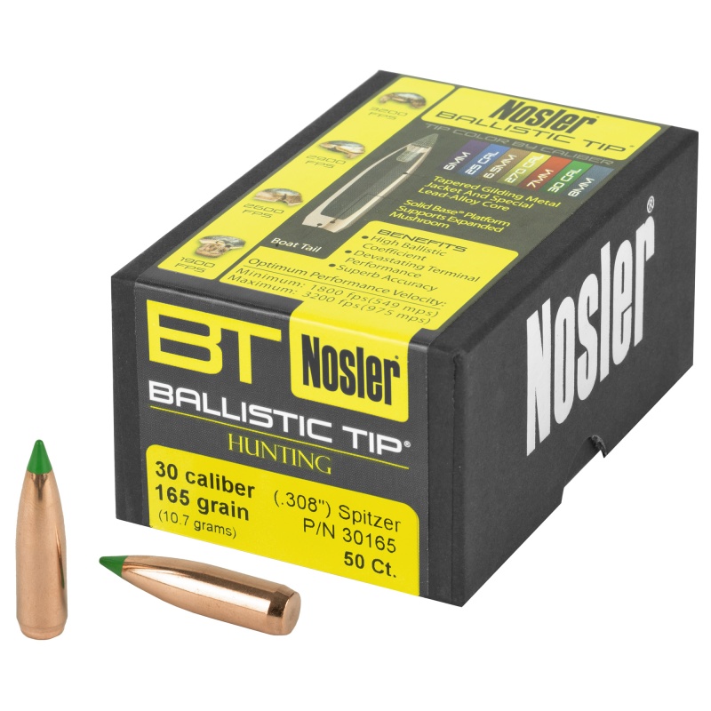Ballistic Tip .308 165 Grain Spitzer Boat Tail Bullets