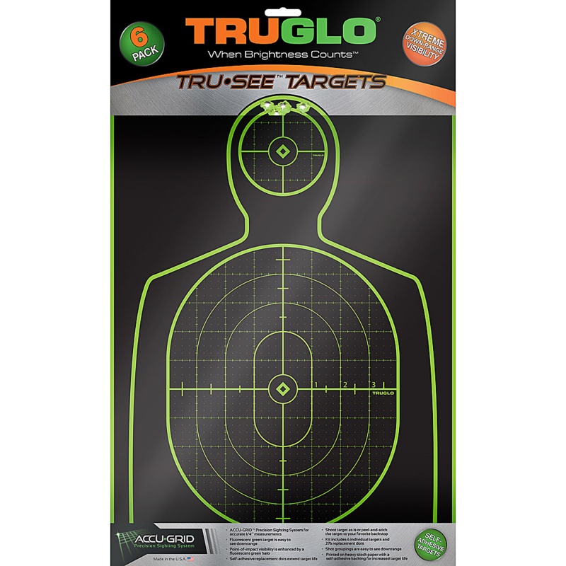 Truglo, Tru-See, Target, 12"X18", Handgun, Green, Self-Adhesive, 6 Targets