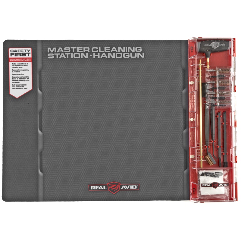 Real Avid, Master Cleaning Station, Handgun Cleaning Kit, For .22, .357, .38, .40, .45, 9Mm, Deluxe Gun Mat With Set Of Cleaning Tools
