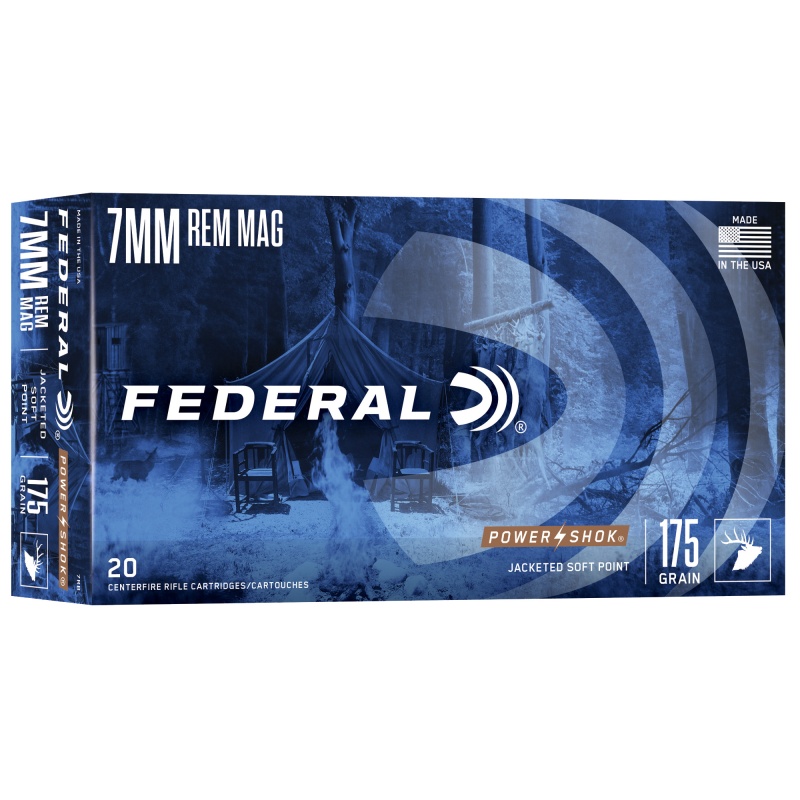 Federal, Powershok, 7Mm Remington Magnum, 175 Grain, Soft Point, 20 Round Box
