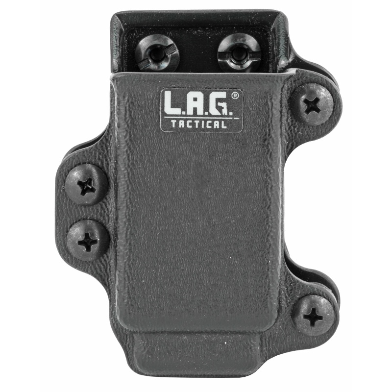 L.A.G. Tactical, Inc., Single Pistol Magazine Carrier, Fits Most Double Stack 9/40 Full Size Magazines, Kydex, Black Finish