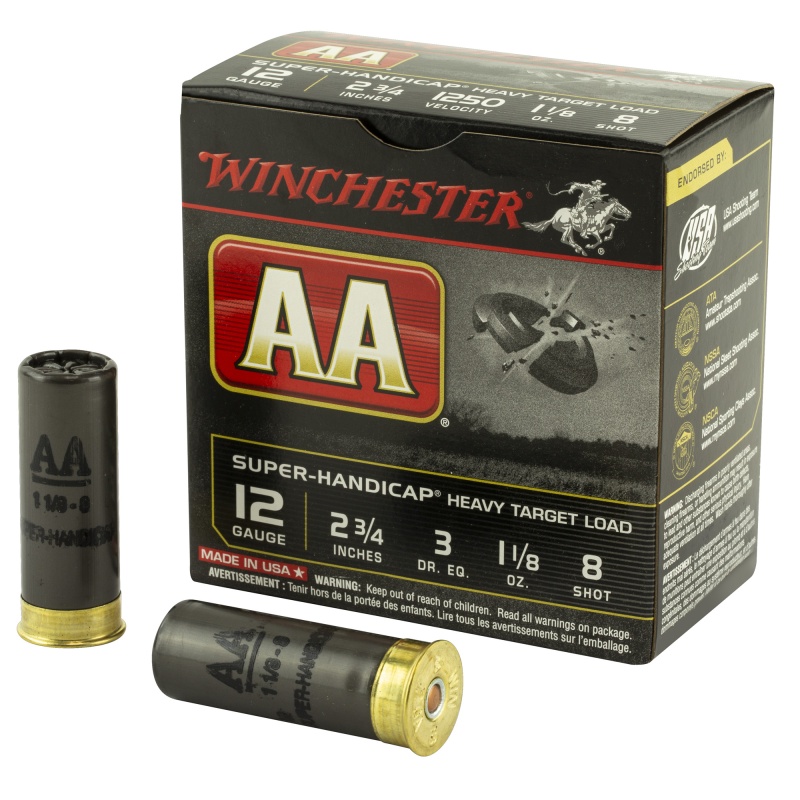 Winchester Ammunition, Aa Super Handicap, 12 Gauge, 2.75", #8, 3 Dram, 1.125 Oz., Shotshell, 25 Round Box