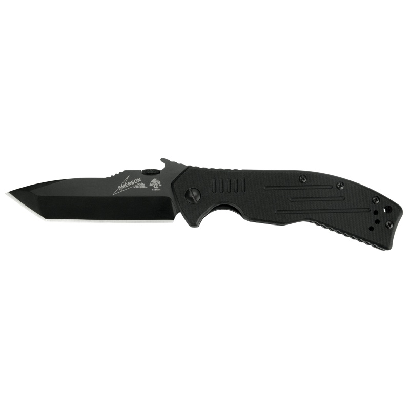 Kershaw, Emerson Cqc, 3.5" Folding Knife, Tanto Point, Plain Edge, Black G10 Frame, 8Cr13mov/Black Oxide Coating Finish, Wave/Dual Thumb Disc/Pocket Clip