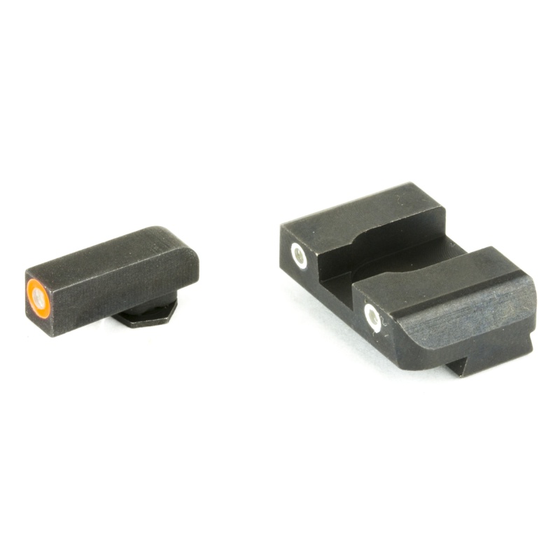Ameriglo, Glock Pro-Glo Combination Set, Sights, Fits Glock 17/19/22/23/24/26/27/33/34/35/37/38/39, Green Tritium Lamp With Orange Outline Front, Green Tritium With White Outline Rear
