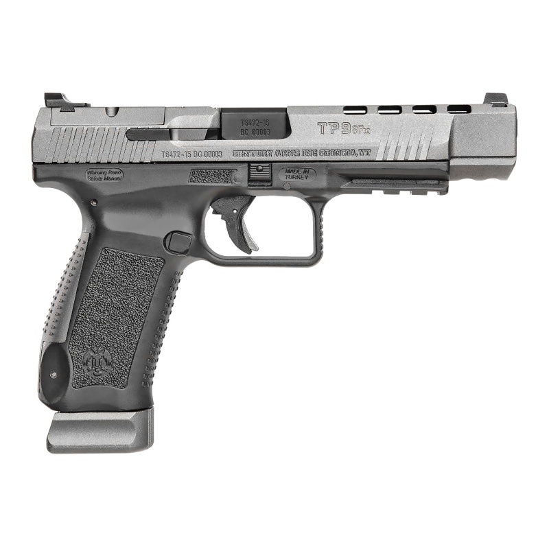 Canik, Tp9sfx, Striker Fired, Semi-Automatic, Polymer Frame Pistol, 9Mm, 5.2" Match Grade Barrel, Tungsten Gray, Warren Tactical Sights, 20 Rounds, 2 Magazines, Holster, Interchangeable Backstraps, #2 Red Dot Interface Plate