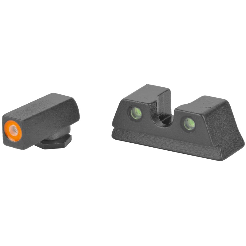Meprolight, Hyper-Bright, Tritium Sight Set, Orange Front/Green Rear, Fits Glock 42/43/43X/48