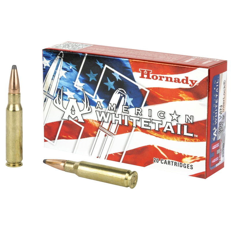 Hornady, American Whitetail, 308 Winchester, 150 Grain, Soft Point, Interlock, 20 Round Box