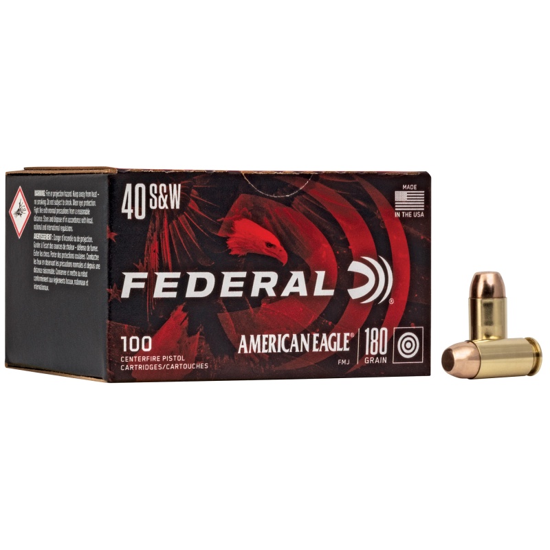 Federal, American Eagle, 40S&W, 180 Grain, Full Metal Jacket, 100 Round Box