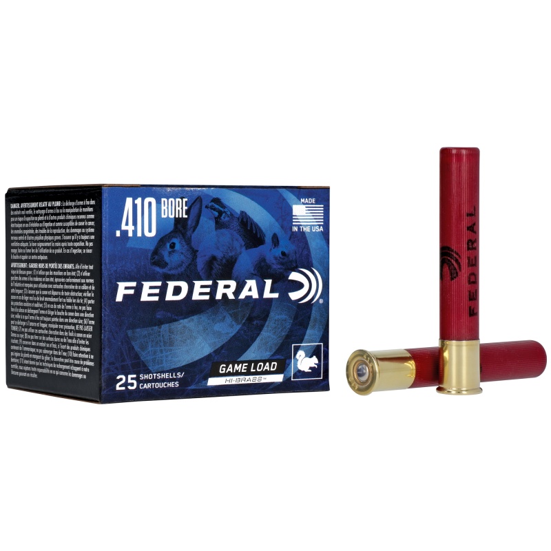 Federal, Game-Shok, 410 Bore, 3", #7.5, Max Dram, .6875Oz, Shotshell Lead Shot, 25 Round Box