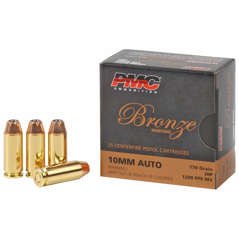 Pmc Ammunition, Bronze Ammunition, 10Mm, 170 Grain, Jacketed Hollow Point, 25 Round Box