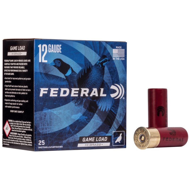 Federal, Game Load, Hi-Brass, 12 Gauge, 2.75", #7.5, 3 3/4 Dram, 1 1/4 Oz, Shot, 25 Round Box