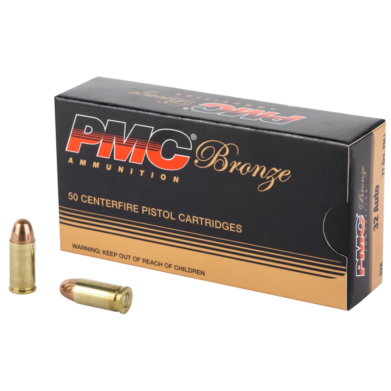 Pmc Ammunition, Bronze, 32 Acp, 71 Grain, Full Metal Jacket, 50 Round Box