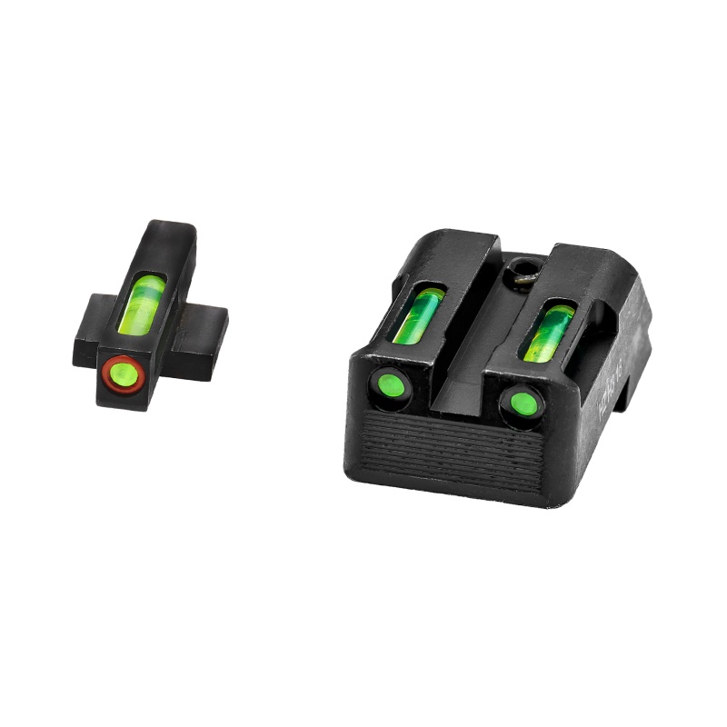 Hi-Viz, Litewave H3 Tritium/Litepipe Night Sights, Fits All Kimber 1911 Models With Fixed Sights, Green Front W/Orange Front Ring, Green Rear, Does Not Fit Kimber Micro