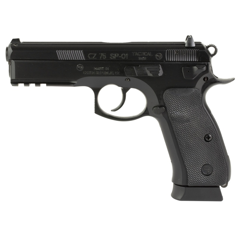 Cz, 75 Sp-01 Tactical, Semi-Automatic, Da/Sa, Full Size, 9Mm, 4.6" Cold Hammer Forged Barrel, Steel Frame, Black Finish, Rubber Grips, Luminescent 3 Dot Sights, Decocker, 2 Magazines, 19 Rounds