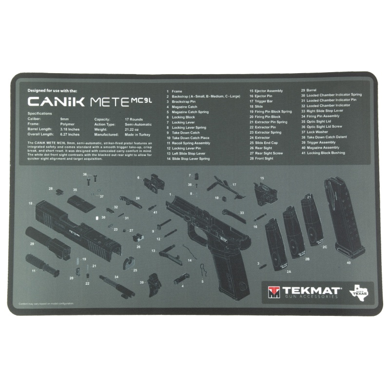 Tekmat, Tekmat For Canik Mc9l, Cleaning Mat, Black