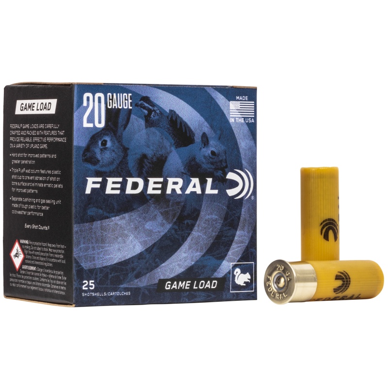 Federal, Game Load, 20 Gauge, 2.75", #7.5, 2.5 Dram, .875Oz, Shotshell, 25 Round Box