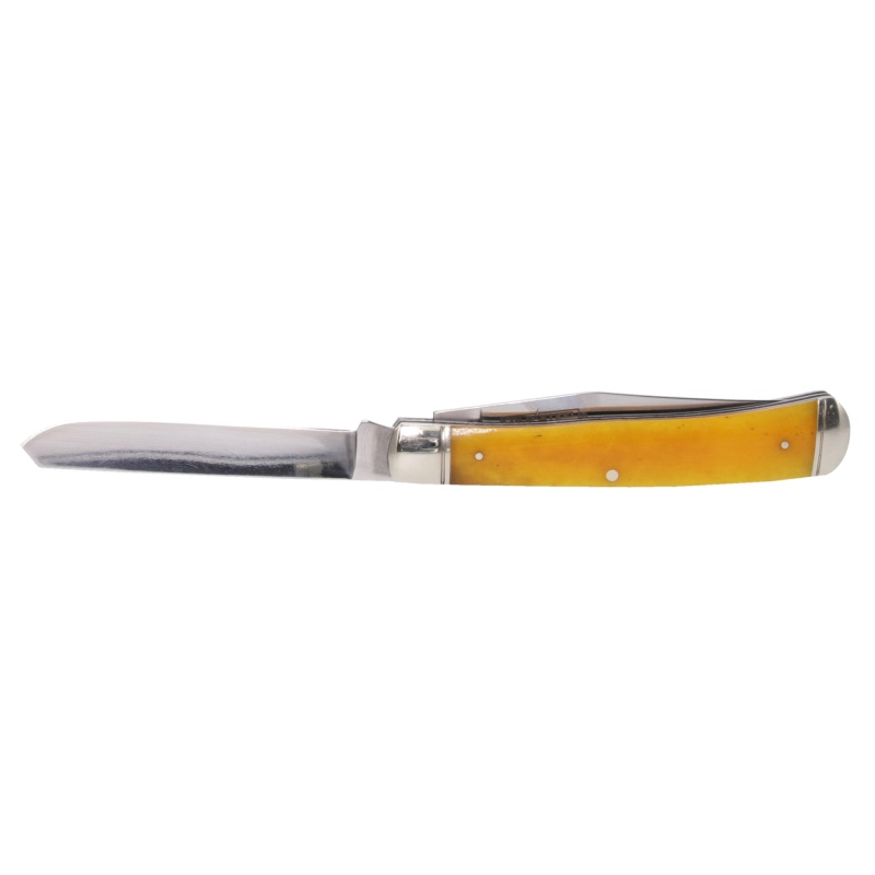 Cold Steel, Trapper, Folding Knife, 2 Blade, 3.3" Clip Point Blade, 3.3" Spey Blade, 7.425" Overall Length, 8Cr13mov Blade Steel, Plain Edge, Satin Finish, Silver, Yellow Bone, Slip Joint