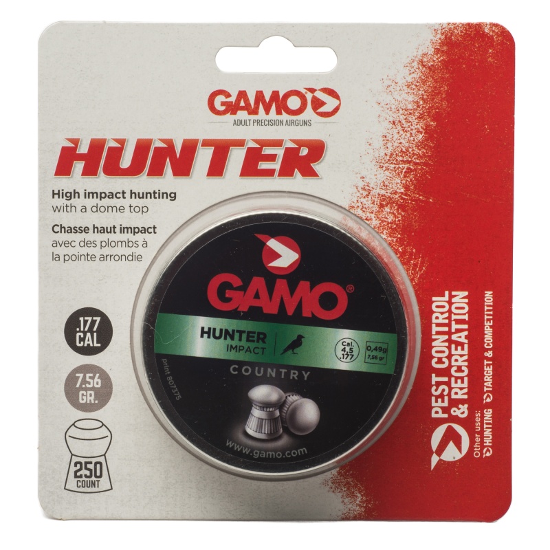 Gamo Usa, Gamo Hunter, Pellets, .177 Pellet, Round Nose, Tin, 250 Count