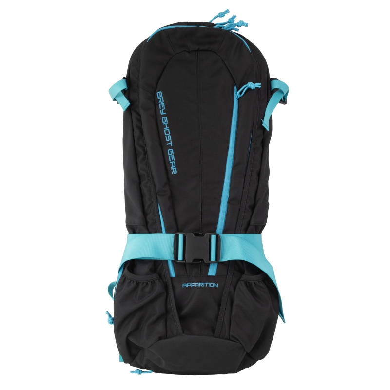 Grey Ghost Gear, Apparition Sbr Bag, Backpack, Can Fit A 10.5" Or Shorter Sbr, Solid Black With Cyan Zips, 27" Height Without Extended Bottom/33" Height With Extended Bottom X12"wx4"d