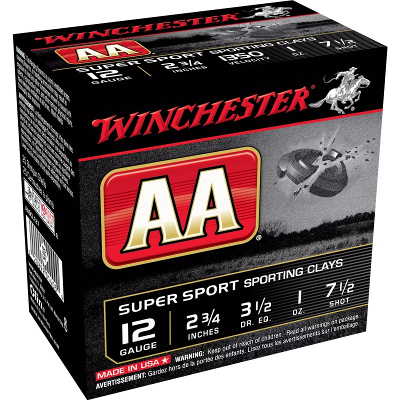 Winchester Ammunition, Aa Supersport Sporting Clay, 12 Gauge 2.75", #7.5, 1 Oz, 3 1/2 Dram, 25 Round Box