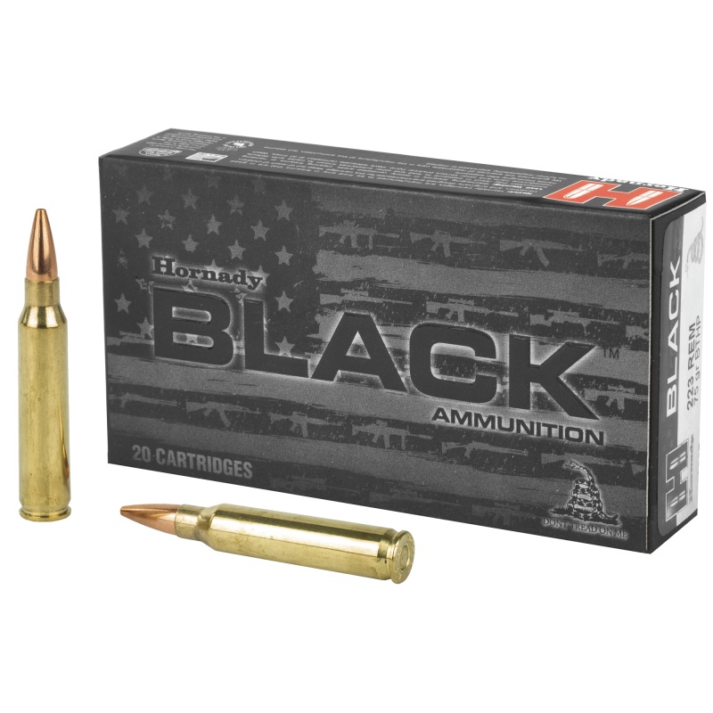 Hornady, Black, 223 Remington, 75 Grain, Boat Tail Hollow Point, 20 Round Box