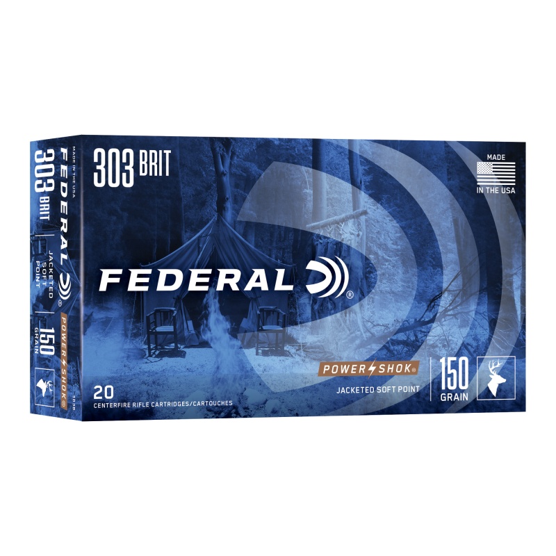 Federal, Powershok, 303 British, 150 Grain, Soft Point, 20 Round Box