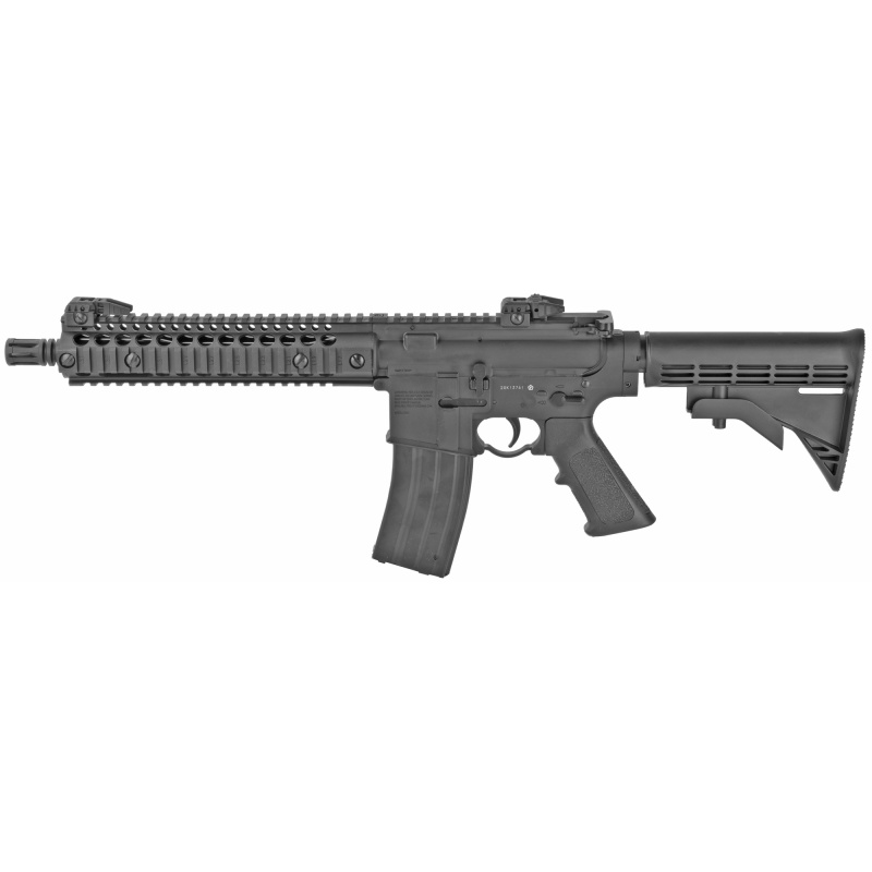 Crosman, R1, Air Rifle, Bb, 430 Feet Per Second, Nylon Fiber Material, Steel Barrel, Black, Adjustable Stock, Ar Buffer Tube And Pistol Grip, Co2 Powered, Flip Up Sights, Full/Semi-Auto, 25 Rounds, 1 Magazine