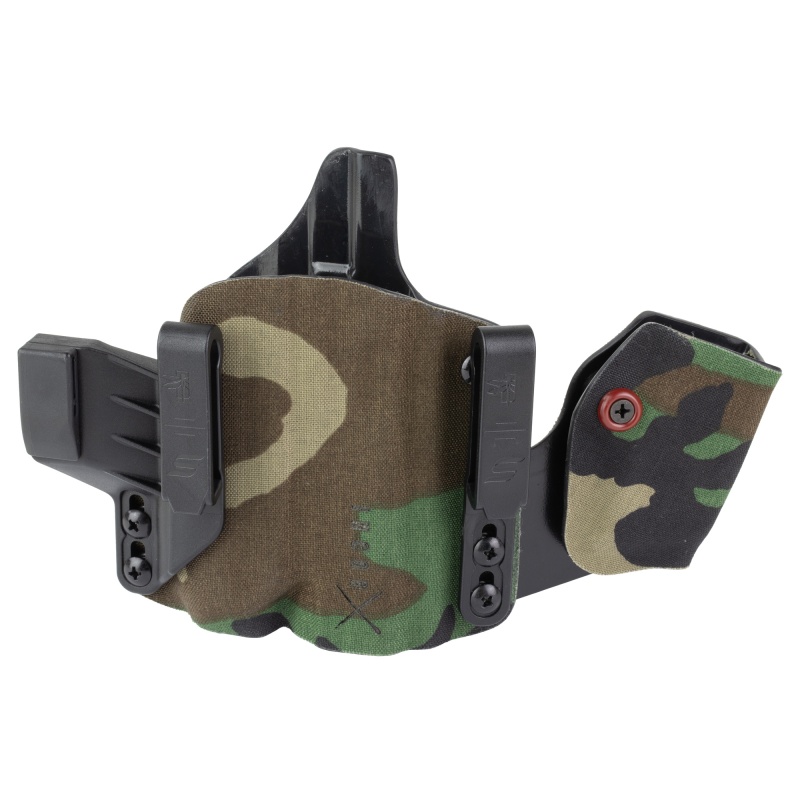 Safariland, Incog-X, Joint Collaboration With Haley Strategic, Inside The Waistband Holster, Fits Glock 43X/48 With Light, Integrated Magazine Caddy, Microfiber Suede Wrapped Boltaron Construction, Woodland Camo, Right Hand