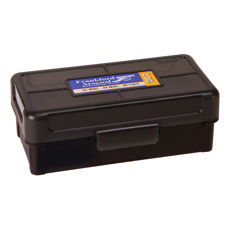 Frankford Arsenal, Hinge-Top Ammo Box, 507, 50 Rounds, Fits 44 Special And 44 Magnum, Smoke Gray, Plastic